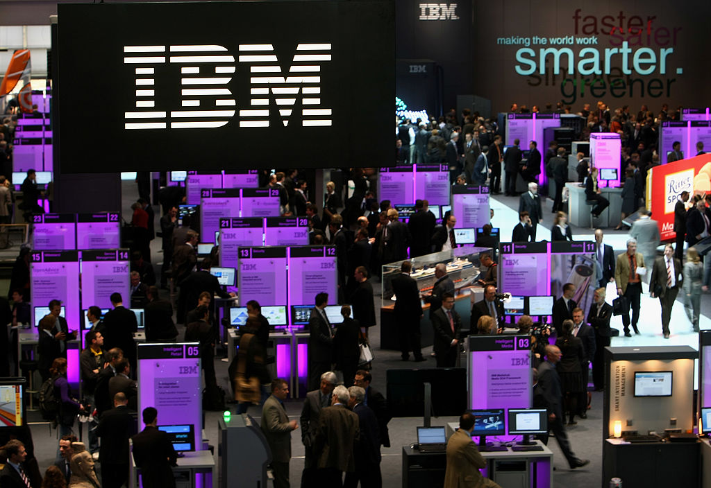 IBM在全球电脑与资讯科技展览会CeBIT的展位。（Joern Pollex/Getty Images）