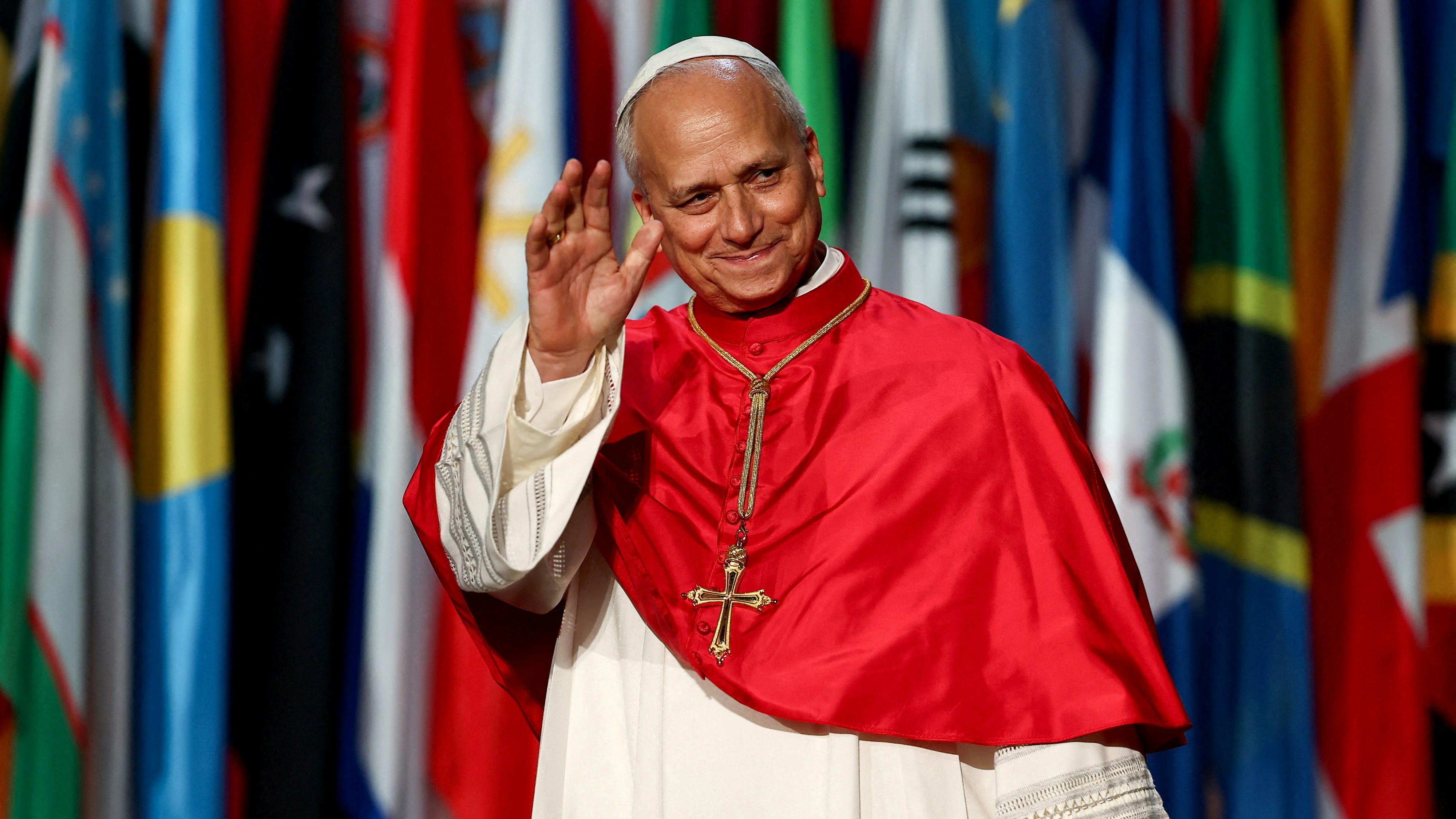 2026年9月25日，法国巴黎，教宗良十四世（Pope Leo XIV）在联合国教科文组织（UNESCO）总部出席一场有关人工智能的会议。（Reuters）