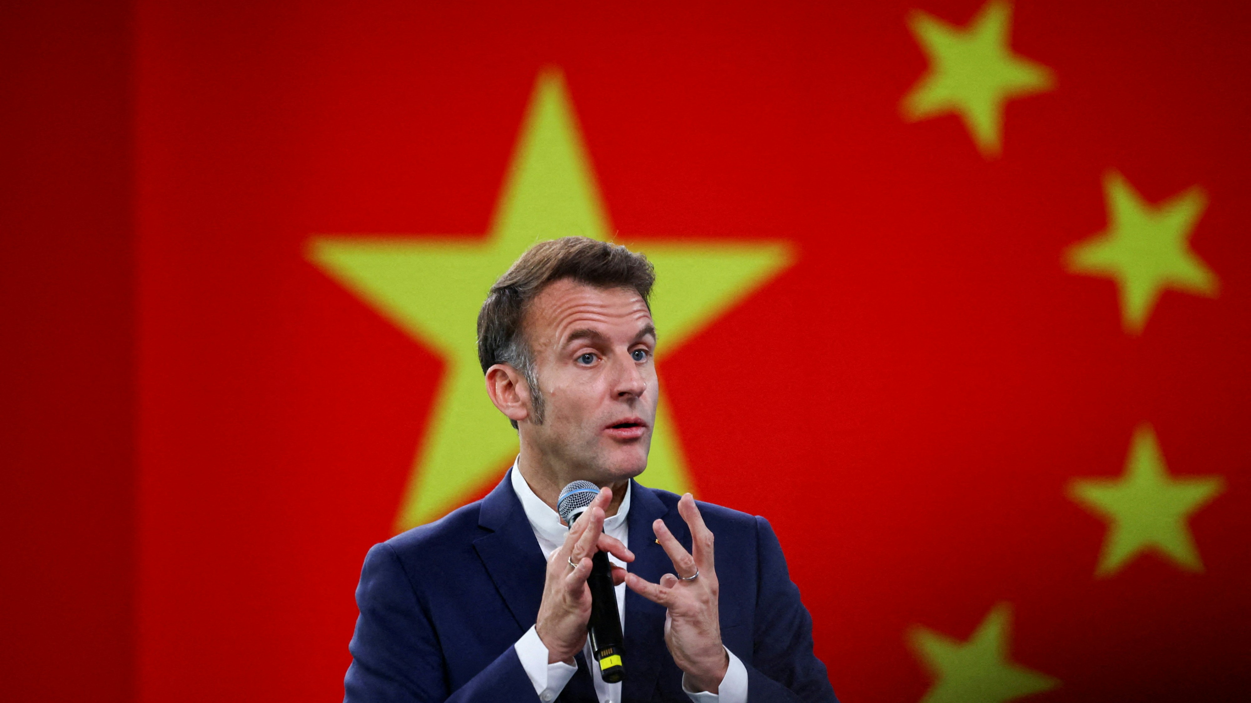 2025年12月5日，四川省成都市，法国总统马克龙（Emmanuel Macron）在四川大学发表讲话。（Reuters）