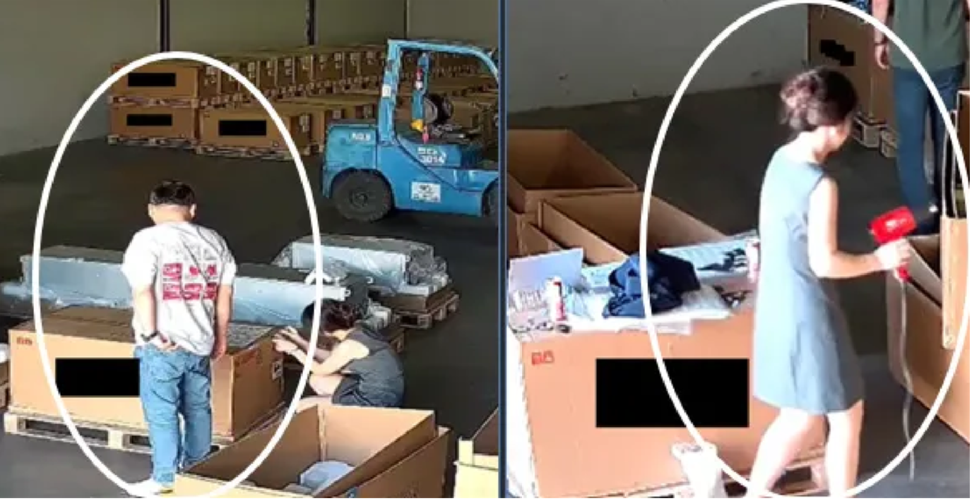 美国纽约南区联邦检察官办公室提供的一张合成照片显示，数名中间人在一处仓库内，正在窜改服务器箱上的序号贴纸。（美国纽约南区联邦检察官办公室）