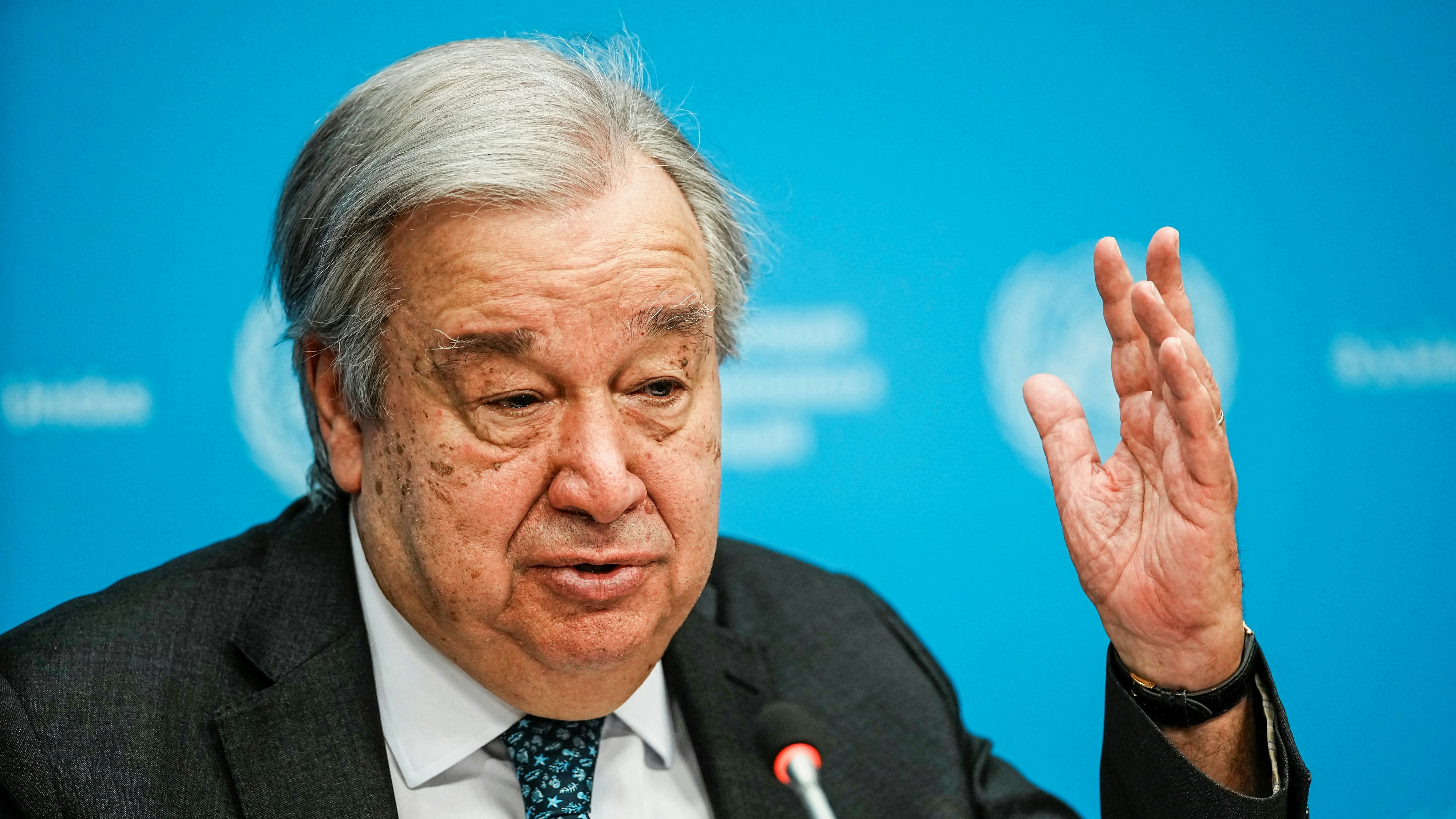 2026年1月29日，美国纽约市，联合国秘书长古特雷斯（Antonio Guterres）在联合国总部举行新闻发布会，阐述2026年的工作重点。（Reuters）