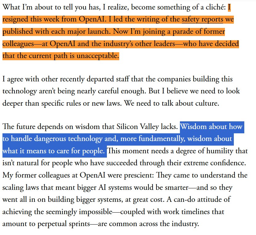 OpenAI 安全系统团队负责人大卫·罗宾逊（David Robinson）在《大西洋月刊》撰文炮轰OpenAI 内部文化崩坏。